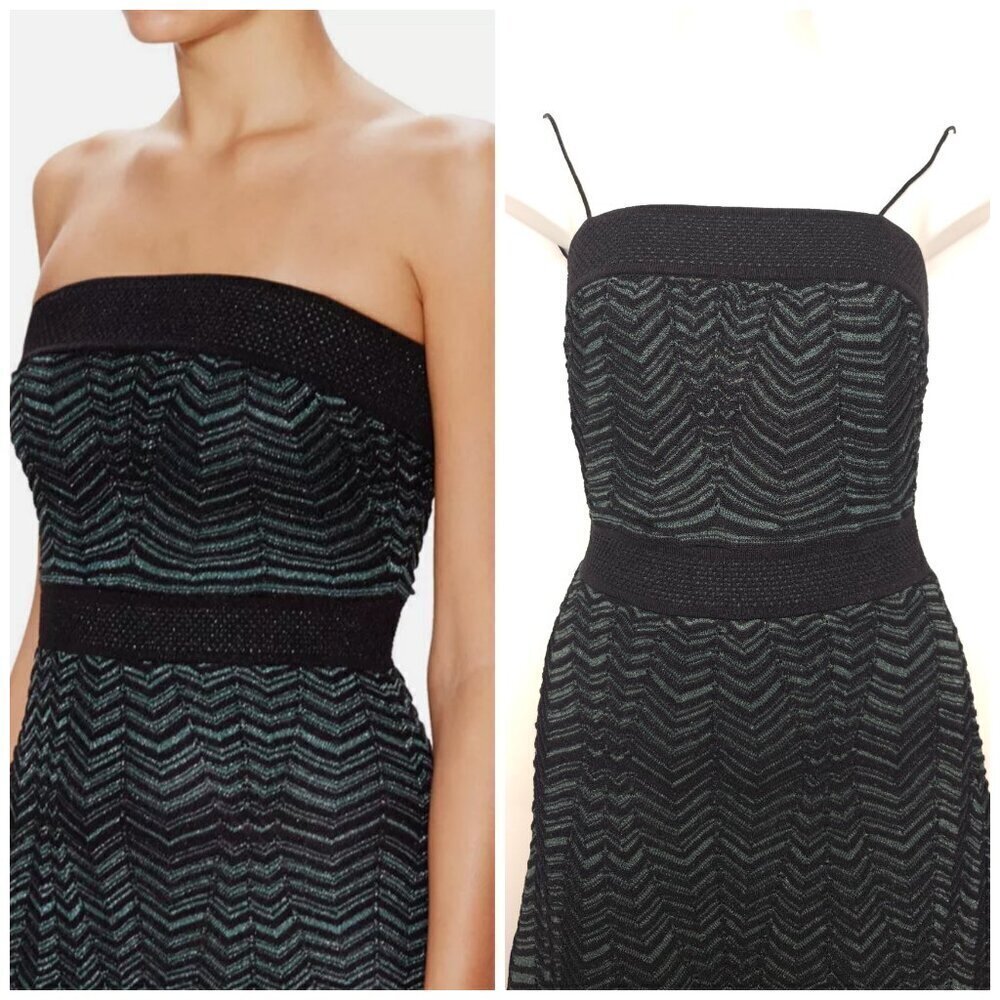M Missoni Metallic Knit Bodycon Dress in Green Nylon - Picture 6 of 12